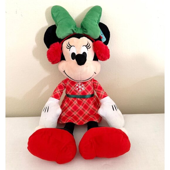 Disney Minnie Mouse Holiday Plush 20 Inch Red Plaid Dress Green Bow 2020 Edition - Picture 14 of 14